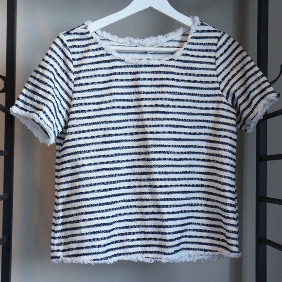 Green Envelope Los Angeles Cropped Striped Shirt Size M - Picture 1 of 3